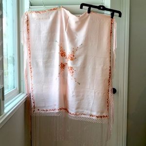 Max studio square scarf pink fringe